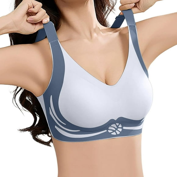 Bmisegm Seamless Push Up Underwire Bra for Women Comfortable Sports Support for Active for Everyday Wear and Fitness Activities Blue L