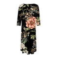 thumbnail image 5 of FrzhBrz Long Sleeve Dresses for Women 2025 Casual Cute Midi Dress Round Neck Cute Printed Loose Fit Midi Dress, 5 of 5