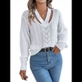 thumbnail image 2 of Suéter Informal de Cuello en V Ahuecado para Mujer, Suéter de Punto de Larga, Suéteres Superiores. L, 2 of 10