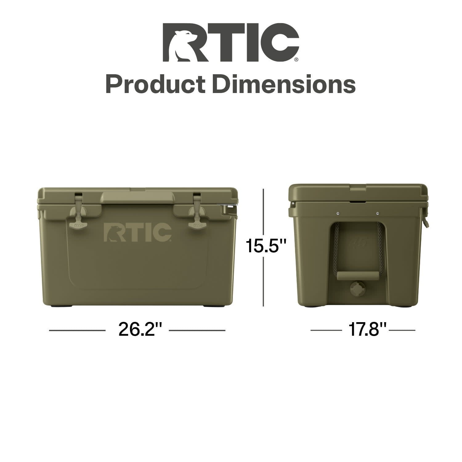 RTIC 45 QT Ultra-Tough Rotomolded Hard-Sided Ice Chest Cooler, Fits 60 Cans, Olive