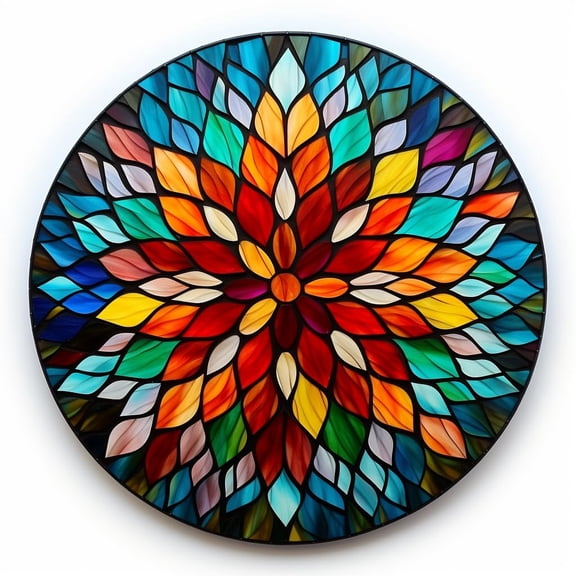 DIY Stamped Cross Stitch Kits Stained Glass Mandala Flower for Beginners Easy 11CT Needlepoint Embroidery Counted Cross Stitch Kits Art Craft Wall Decoration and Gift 35x35cm(1)