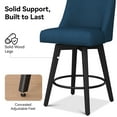 thumbnail image 4 of Counter Height Bar Stools Set of 2, 360°Swivel Upholstered Barstools with Back and Solid Wood Legs, 37" H Seat Height, 4 of 10
