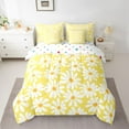 thumbnail image 2 of Homewish Vibrant Yellow Flower Bedding Comforter Set 7pcs for Kid, Groovy Daisy Floral King Bedding Sets, Kawaii Cartoon Theme Reversible Bed Sheets, Super Cozy Room Decor, 2 of 7