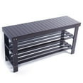 thumbnail image 4 of Zimtown 3 Tier Solid Bamboo Shoe Rack Bench, 11.02'' x 35.43'' x 17.72'' Storage Seat Organizer for Entryway Hallway, Coffee, 4 of 8