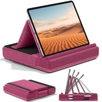 KDD Tablet Pillow Stand, iPad Tablet Stand Foldable Adjustable Holder with Stylus Mount for Desk Bed Couch and Lap, Purple