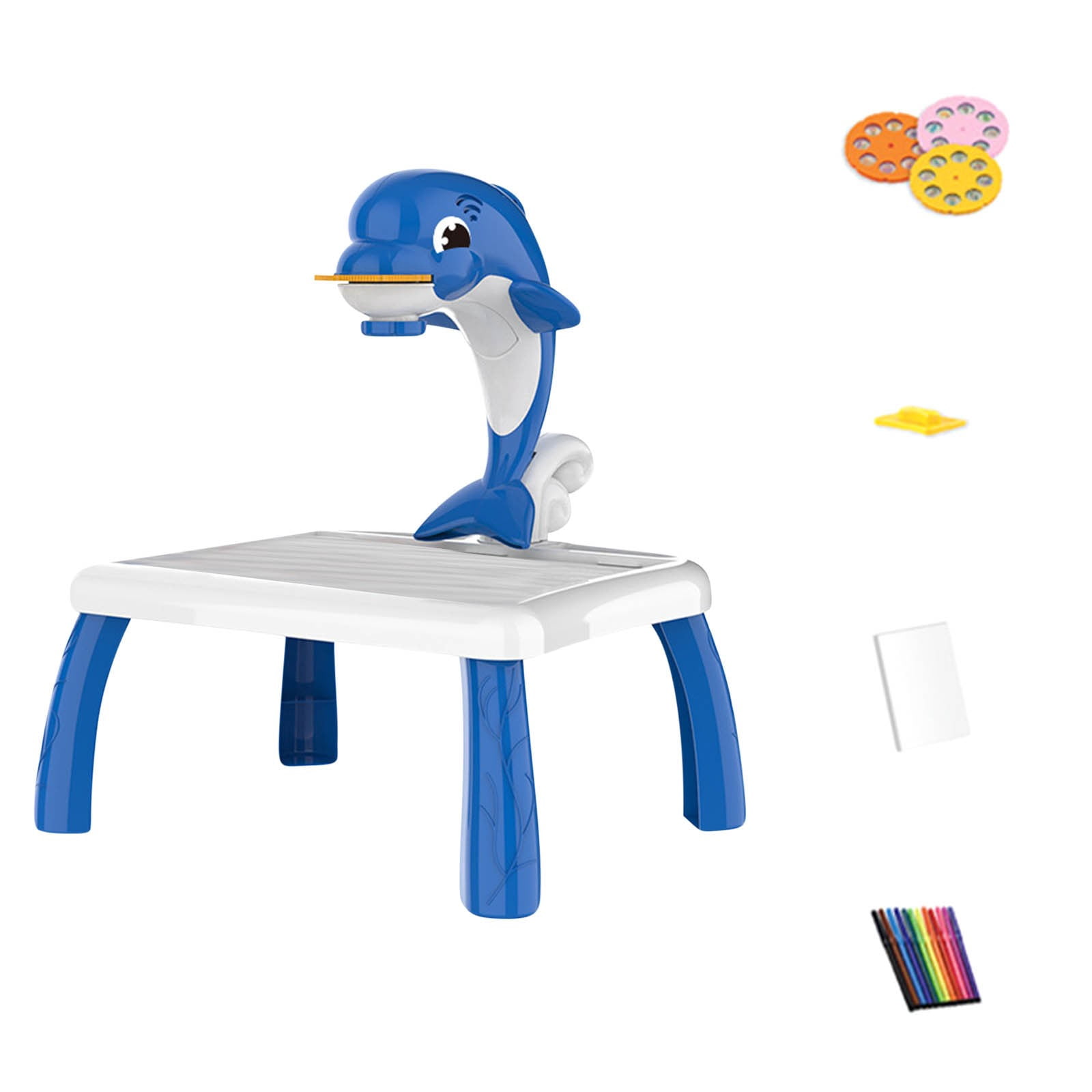 ​Drawing Projector for Kids Ages 3-8 ,Tracing Toy w/ 3 Slides & Reusable Sketchpad - Educational Art Set with Music & Light​​ Blue