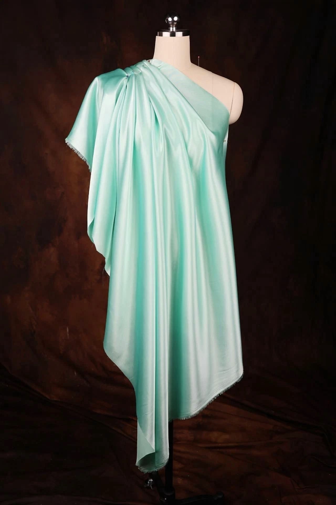 BUTTERFLY- Mint Satin Charmeuse Fabric By The Yard 1765