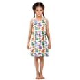 thumbnail image 6 of Girls Dress Cute Cartoon Dinosaur Sleeveless Dress for Girls Hem A-Line Casual Sundress, 6 of 7