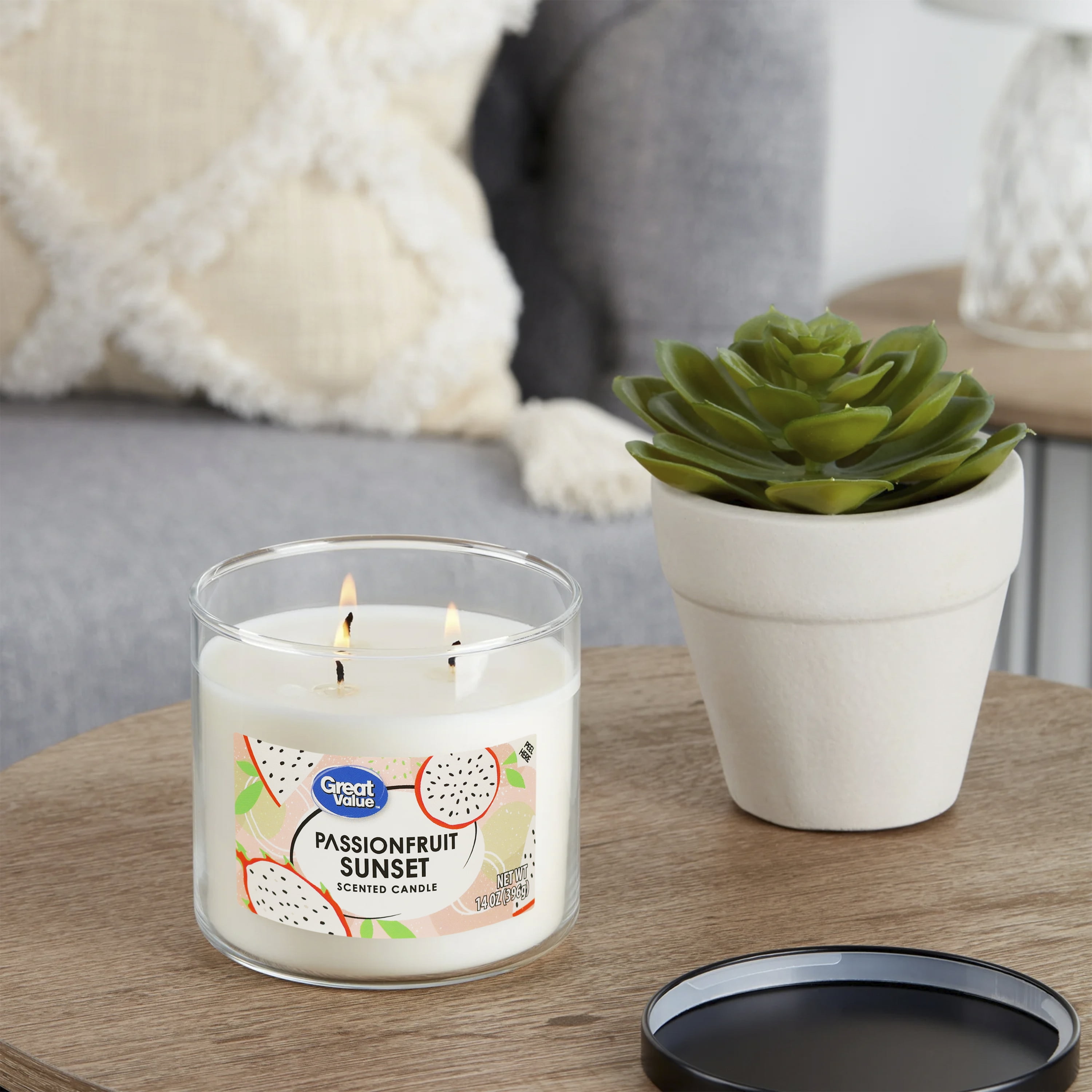 Great Value Passionfruit Sunset Scented Jar Candle, 14 oz