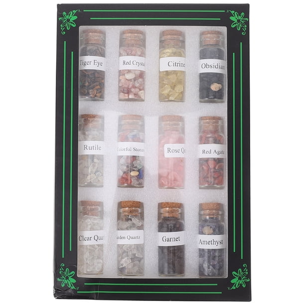 12 piedras de cristal decorativas con botellas de vidrio para decorar tu escritorio (colores surtidos)