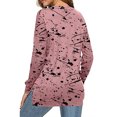 thumbnail image 2 of Fangasis Women T Shirt Long Sleeve Tee Graffiti Print T-shirt Ladies Side Slit Tops Loose Dailywear Tunic Blouse Pink S, 2 of 3