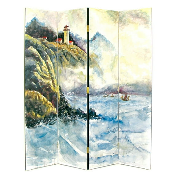 Wayborn Hand Painted 4 Panel Lighthouse Room Divider
