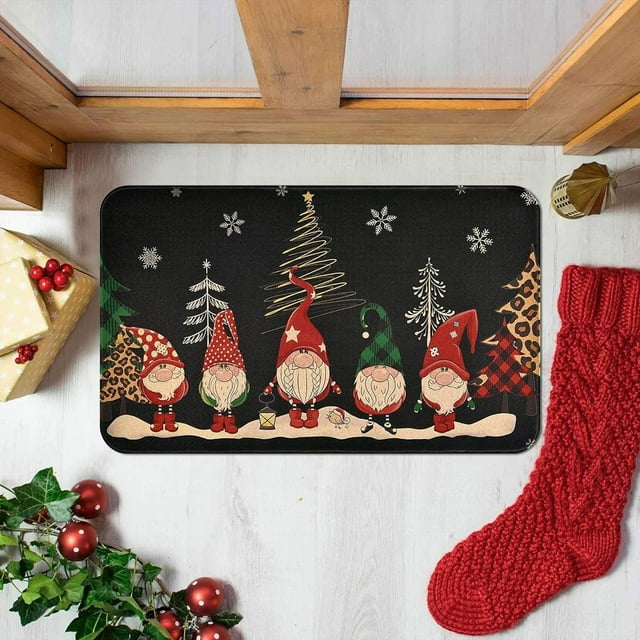 Christmas Themed Rug 60x40cm Polyester Fiber Dwarf Design Festive Warmth For Your Holiday Season
