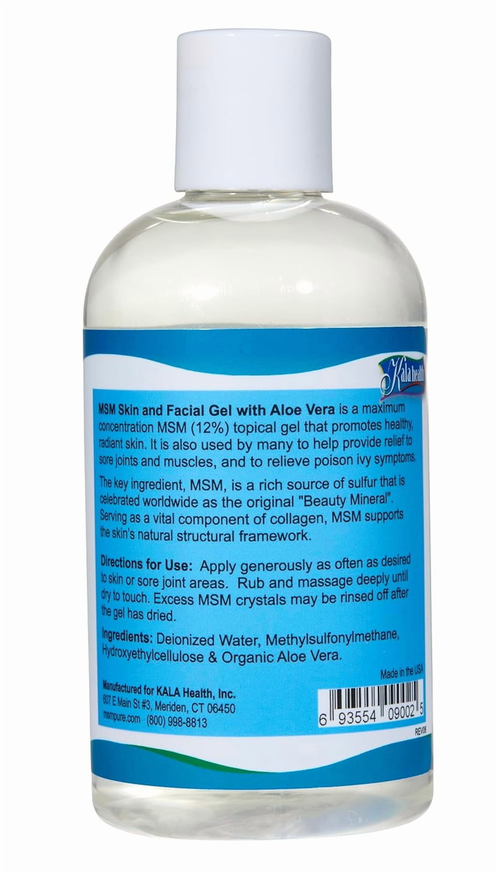 Kala Health MSMPure Max Strength Skin & Facial MSM Gel with Organic Aloe, 8 oz ñ Preservative-Free Skin Care for Smooth, Radiant Skin