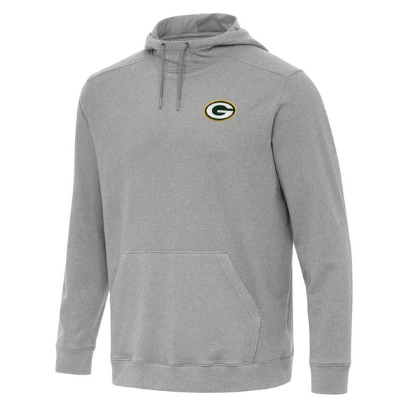 Men's Antigua Heather Gray Green Bay Packers Cloud Pullover Hoodie