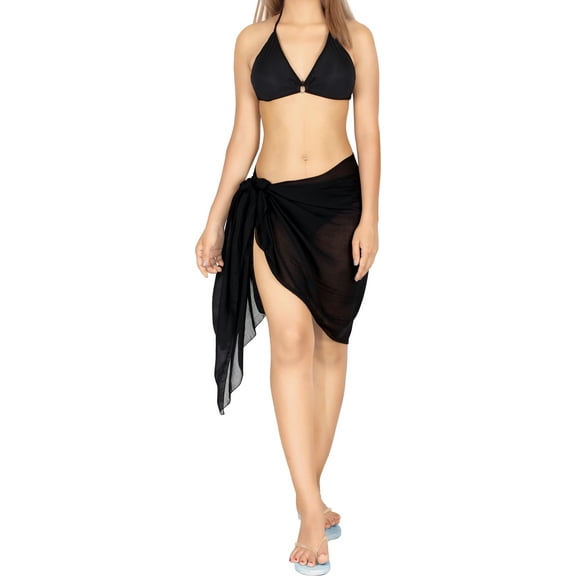 HAPPY BAY Women's Bikini Tie Swimming Short Sarongs Beach Pareo Wrap One Size Black-D548