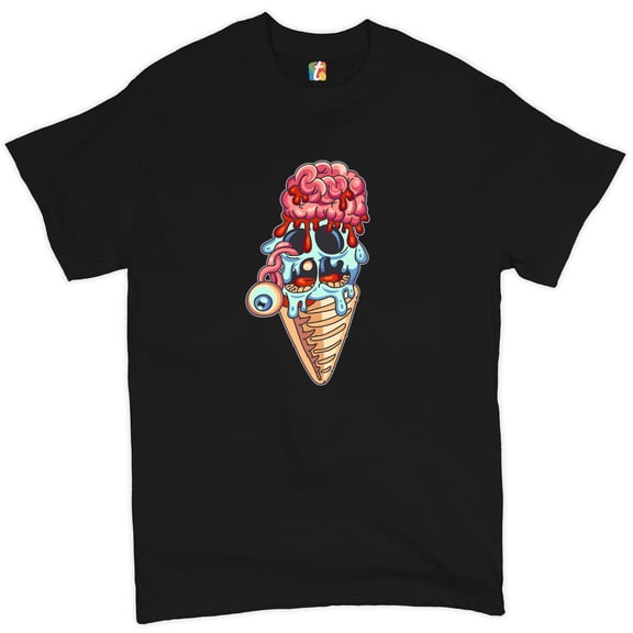 Tee Hunt Undead Zombie Ice Cream T-Shirt Happy Halloween Eat Brains Men's Tee