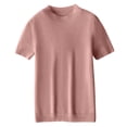 thumbnail image 4 of Women's Sweaters Casual Crewneck Short Sleeve Knit Summer Pullover Sweater Tops Pink M, 4 of 4
