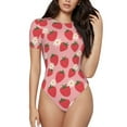 thumbnail image 2 of Picia Strawberry And Flowers Womens One Piece Swimsuits Modest Tummy Control Bathing Suits Lace Up Slimming Swim Suit-Large, 2 of 9