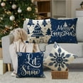 thumbnail image 3 of Christmas Pillow Covers 18x18 Blue Christmas Decorations Snowflake Throw Pillow Covers Xmas Tree Winter Holiday Decor Cushion Case for Sofa Couch Set of 4, 3 of 6
