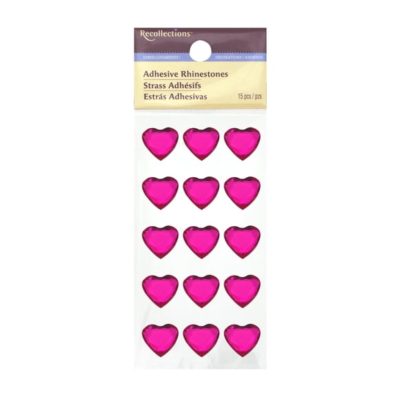 12 Packs: 15 ct. (180 total) Pink Heart Rhinestone Stickers by Recollections