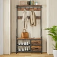 thumbnail image 4 of GIKPAL 5 in 1 Hall Tree, Entryway Bench with Coat Hooks Industrial Entryway Bench with 17 Hooks 2 Drawers and Top Shelf, for Hallway or Living Room, Rustic Brown, 4 of 9