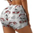 thumbnail image 2 of Sigee Koi Fish Print Women's High Waist Workout Shorts - Squat Proof, Tummy Control, Yoga and Gym Activewear-X-Large, 2 of 9