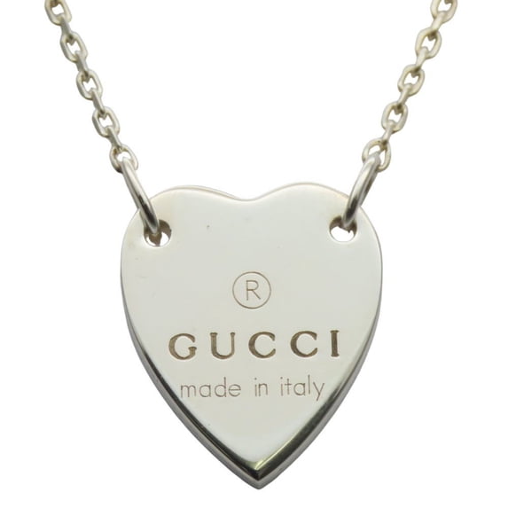 Pre-Owned Gucci necklace trade plate SV925 approximately 7.9g silver heart pendant... (Good)