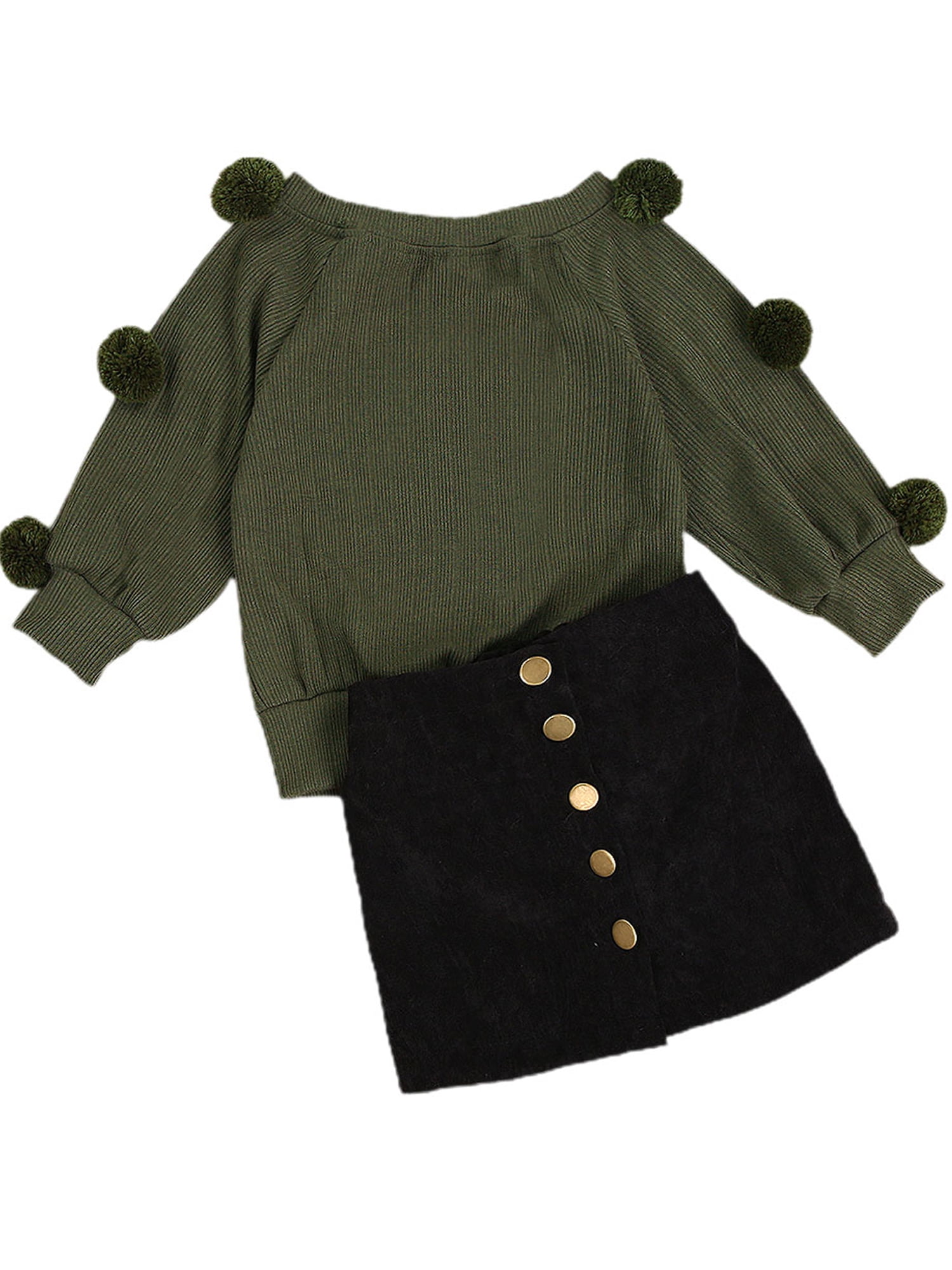 Baby Girl Autumn Winter Warm Clothes Sweater Tops+Mini Skirt Outfits Set 2Pcs