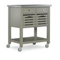 thumbnail image 4 of Linon Kerr 2-Drawer 2-Tier Mobile Serving Cart with Stainless Steel Top, 22" Length, Gray, 4 of 17