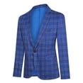 thumbnail image 4 of Cloudstyle Men's Slim Fit Checkered Single-Breasted Blazer, 1-Button Business Casual Jacket with Wrinkle-Free Fabric, Spring/Fall Office & Leisure Wear, 4 of 16