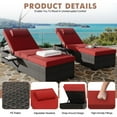 thumbnail image 4 of Outdoor Chaise Lounge Chairs for Outside Patio Furniture Set of 2 Wicker Recliner Rattan Sunbathing Lounger Adjustable Backrest Pool Reclining Chair, 4 of 7