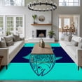 thumbnail image 3 of 5'x8' Area Rugs, Tropical Fish Indoor Outdoor Area Rug for Living Room Bedroom, Mandalas Boho Modern Green Abstract Stripe Washable Bathroom Rugs Kitchen Floor Carpet Mats Home Decor Aesthetic, 3 of 8