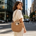 thumbnail image 6 of Straw Tote Bag Handmade Woven Beach Bag Summer Straw Handbag Boho Style Large Capacity Tote Bag for Women Travel Beach Vacation Picnic Resort Daily Use Stylish Rattan Carry Bag Lightweight Summer Use, 6 of 6