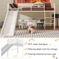 thumbnail image 4 of Gymax Twin Metal Loft Bed with Slide Guardrails Built-in Ladder Low Bed Frame White, 4 of 9