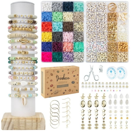 Clay Beads 2 Boxes Bracelet Making Kit-Bracelet Beads-Beads for Jewelry Making-Jewelry Making Kit with Gift Pack?Jewelry Making Supplies Crafts Gift for Teen Girls Adults