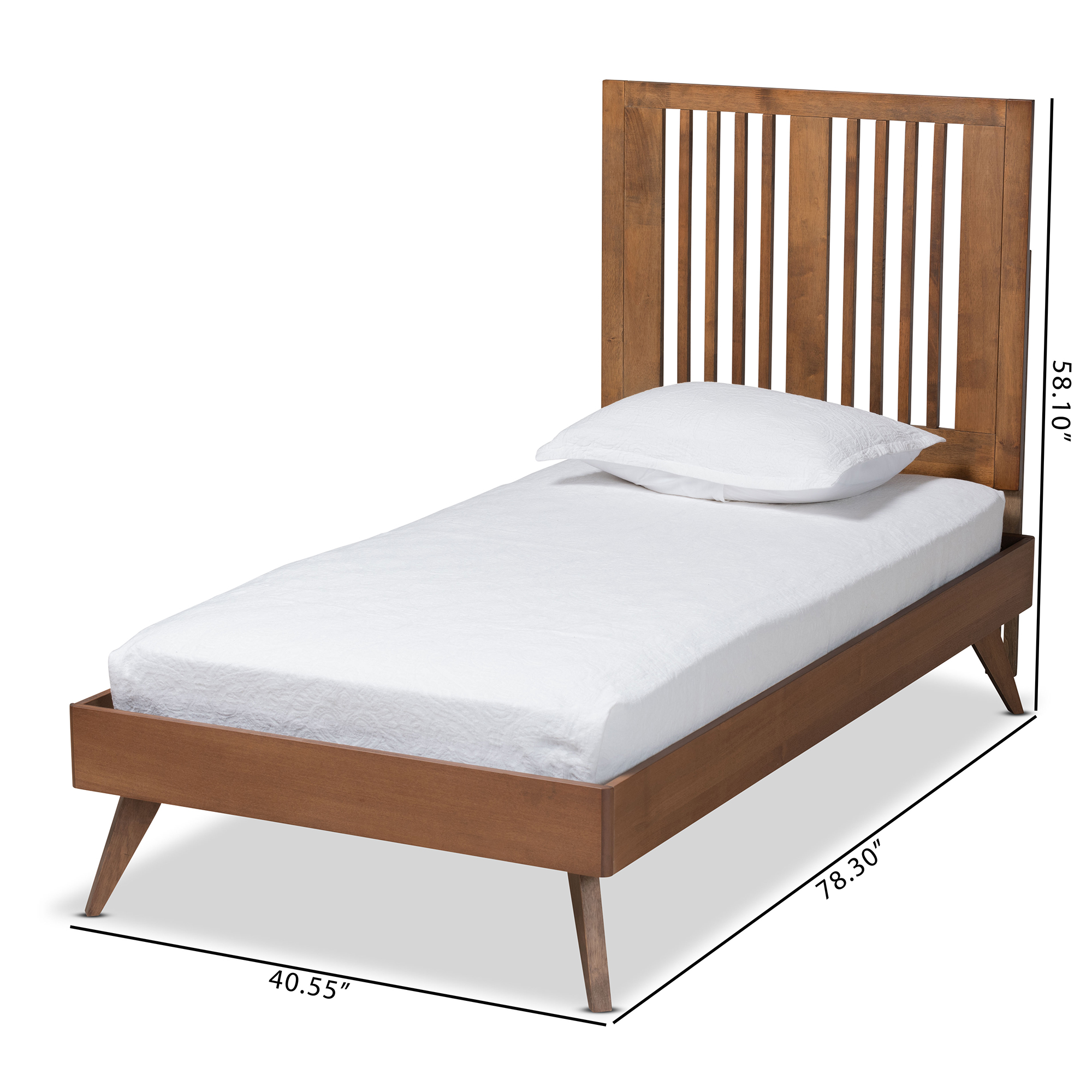 Baxton Studio Takeo Transitional Wood Platform Bed, Twin, Ash Walnut