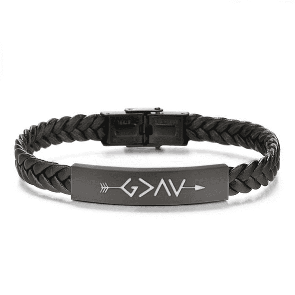 Dailydollars Inspirational Religious Handmade Braided Leather Bracelet, 8.26"