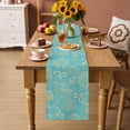 thumbnail image 2 of Ocean Conch Shell Table Runner 70 Inches, Coastal Seahorse Coral Bows Vintage Blue Bed Runner Dresser Scarves Tabletop for Indoor Outdoor Parties/Ceremony/Banquet, 13" x 70", 2 of 9