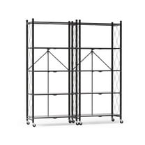 Nbcleanic 70.7" H 5-Tier Storage Shelves with Wheels, Black, 2 Pack