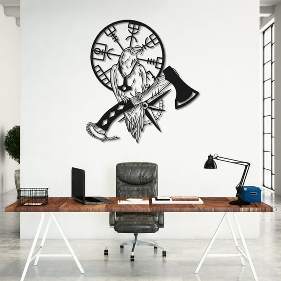 Crow & Vegvisir Metal Wall Art