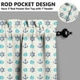 thumbnail image 5 of Kitchen Curtains 24 Inch Short - 3 Panel Set, Nautical Anchor Lighthouse Coastal Design, Rod Pocket Window Curtain for Beach House, Marine Ocean Wave Pattern, Easy Wash, 5 of 6