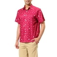 thumbnail image 4 of MODA NOVA Big & Tall Men's Star Print Shirt Button Down Short Sleeves Shirts Rose Red LT, 4 of 6