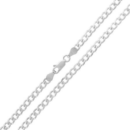 Angel Solid Sterling Silver Necklace - Sterling Silver Italian 3.5mm Cuban Curb Link Diamond-Cut ITProlux Solid 925 Necklace Chain 16