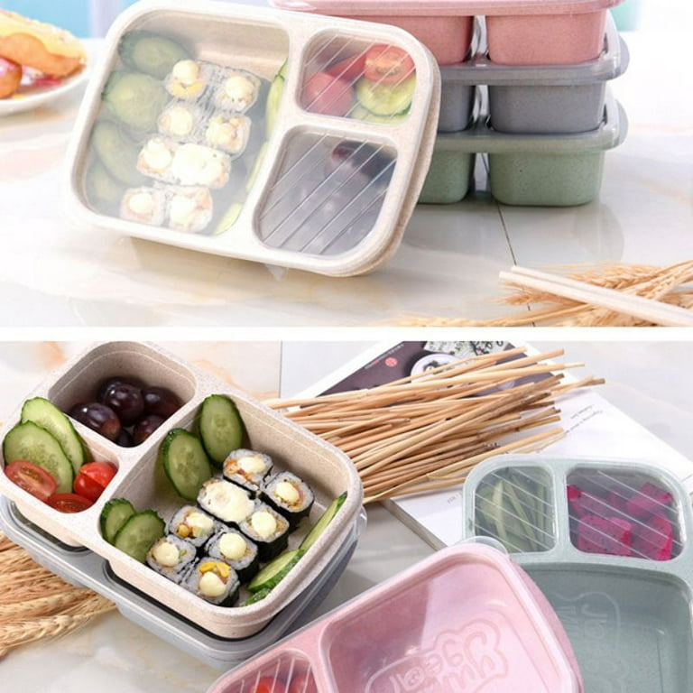 Lunch Box,Food Storage Containers with Airtight Lids,3 Compartment Plastic Divided Food Storage Container Boxes for Kids & Adults, Men's, Size: One