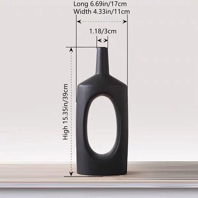 Jarrón hueco de cerámica, jarrón decorativo moderno, jarrones de flores mate para boda, regalo, cocina, sala de estar o floristería (blanco/negro) Ormromra CZJJ-ZH7-1