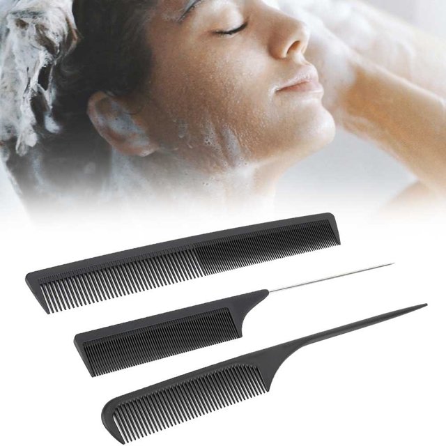 Peine de peinado de carbono Peine de cola antiestático resistente al calor de fibra Peine desenredante de peinado de espalda larga y corta peinado de raíces peinado de noche ANGGREK Otros