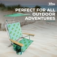 thumbnail image 3 of Bliss Hammocks Folding Beach Chair with Canopy, Storage Pouch, & Cup Holder, 5 Reclining Positions, 275 Lb. Capacity (Palm Tree), 3 of 7