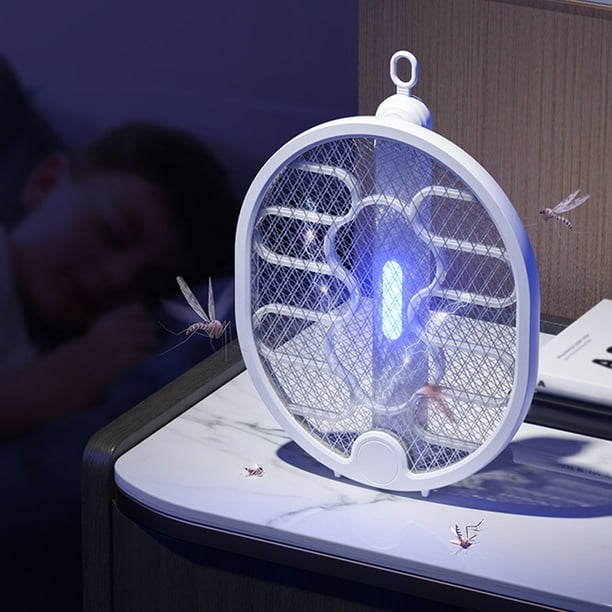 Electrodomésticos 3 en 1, matamoscas inteligente, matamoscas, matamoscas plegable y recargable, ideal para viajes y uso doméstico, para interiores con trampa de luz.