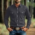 thumbnail image 2 of Men's Business Casual Button Up Shirts Solid Color Long Sleeved Lapel Collar Formal Work Dress Shirts Daily Work Commute Tops with Pocket, 2 of 2